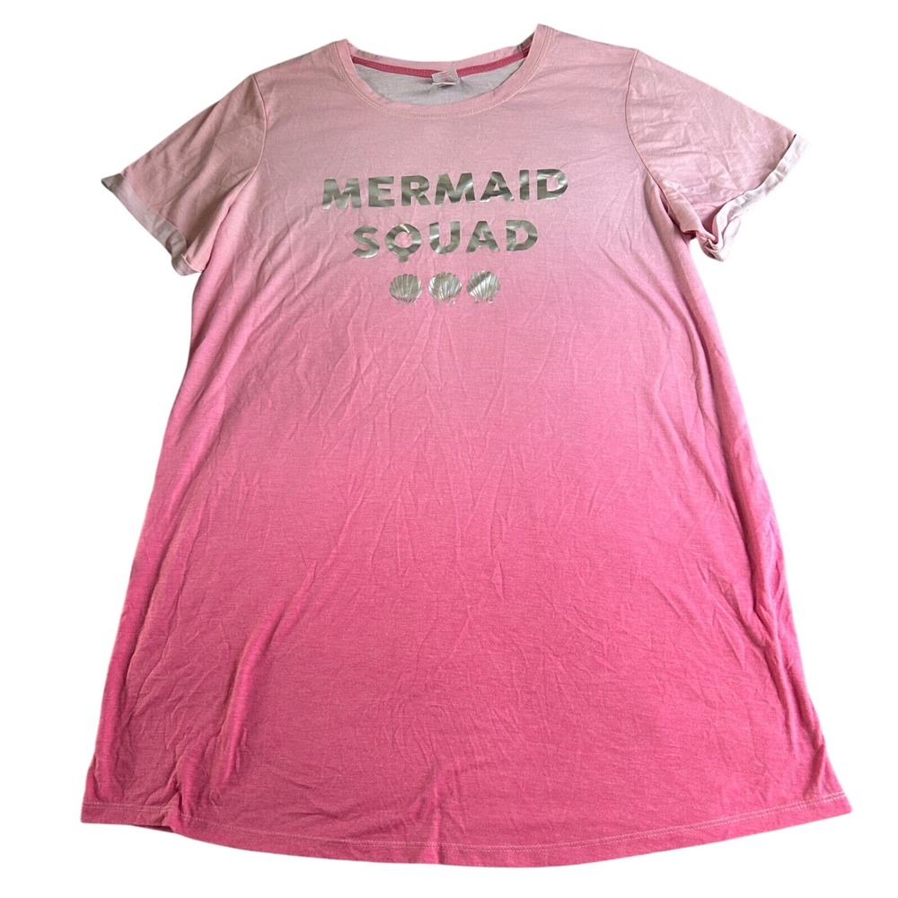 Mermaid Squad Nightgown Womens Size XL Pink Pajamas Nightshirt‎ Pjs